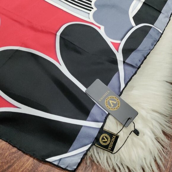 NWT Vissona Julia Turkish Silk Scarf / Head Cover Geometric Flower Detail 34x34 - Picture 11 of 11